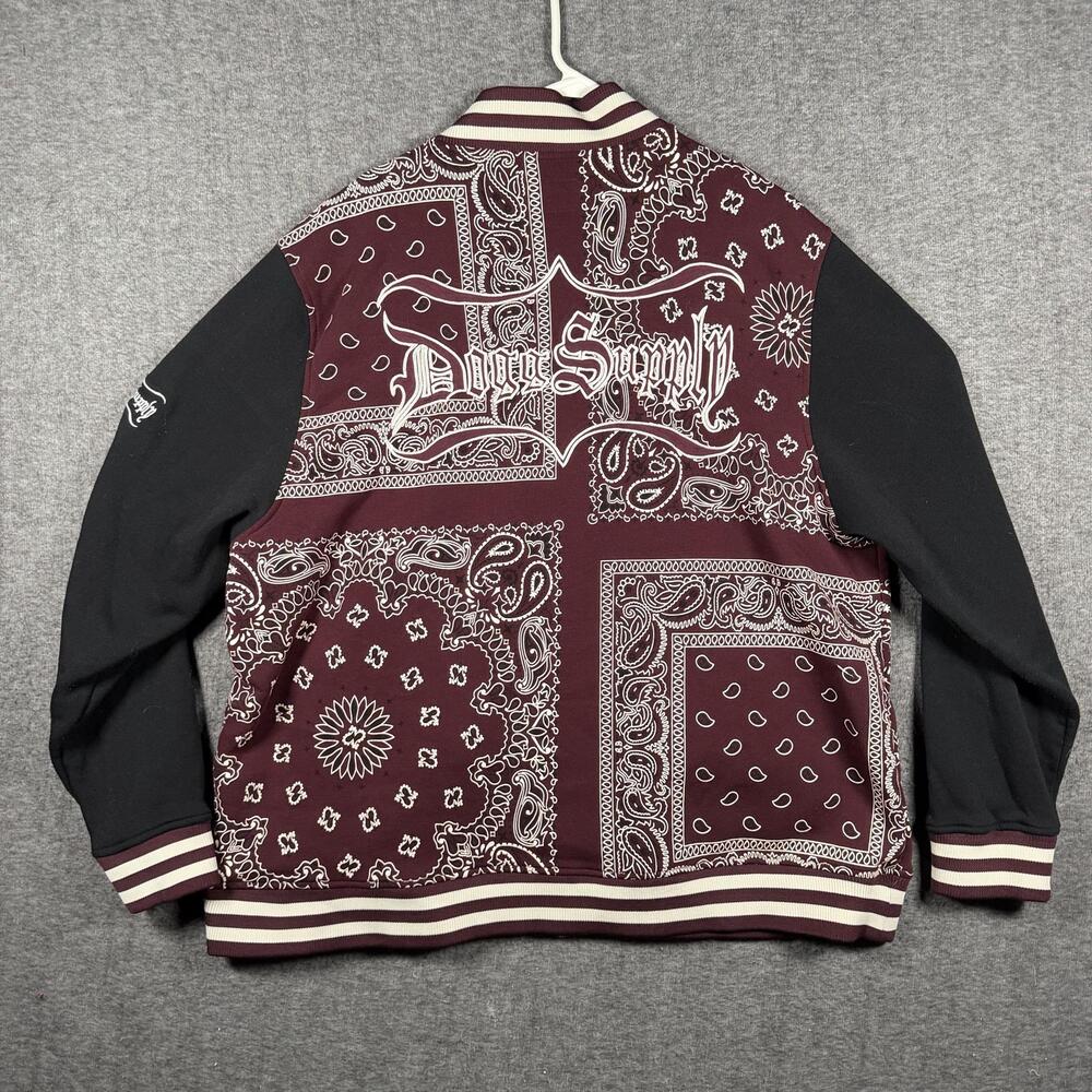 Dogg Supply Snoop Dogg Varsity Jacket Mens 3XL Burgundy Bandana Paisley Hip Hop